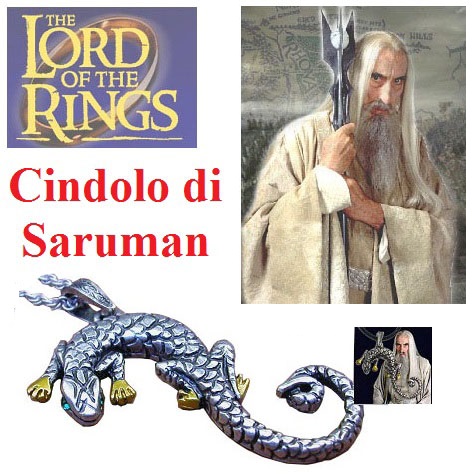 Ciondolo  salamandra di saruman - riproduzione ufficiale new line cinema del film il signore degli anelli.